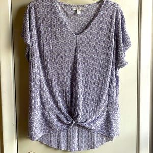 Purple, Black, and White Blouse